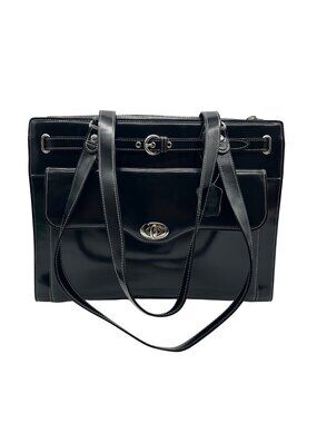 McKlein Joilet Black Leather Laptop Tote